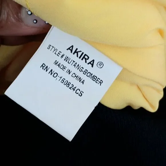 AZALEA WANG Women’s Yellow Black Varsity Bomber Jacket Large Retro Bold NWT - Picture 9 of 10